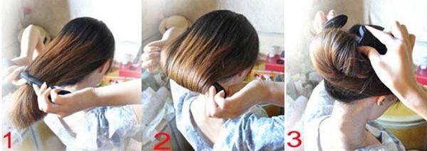 прически с бубликом на длинные волосы